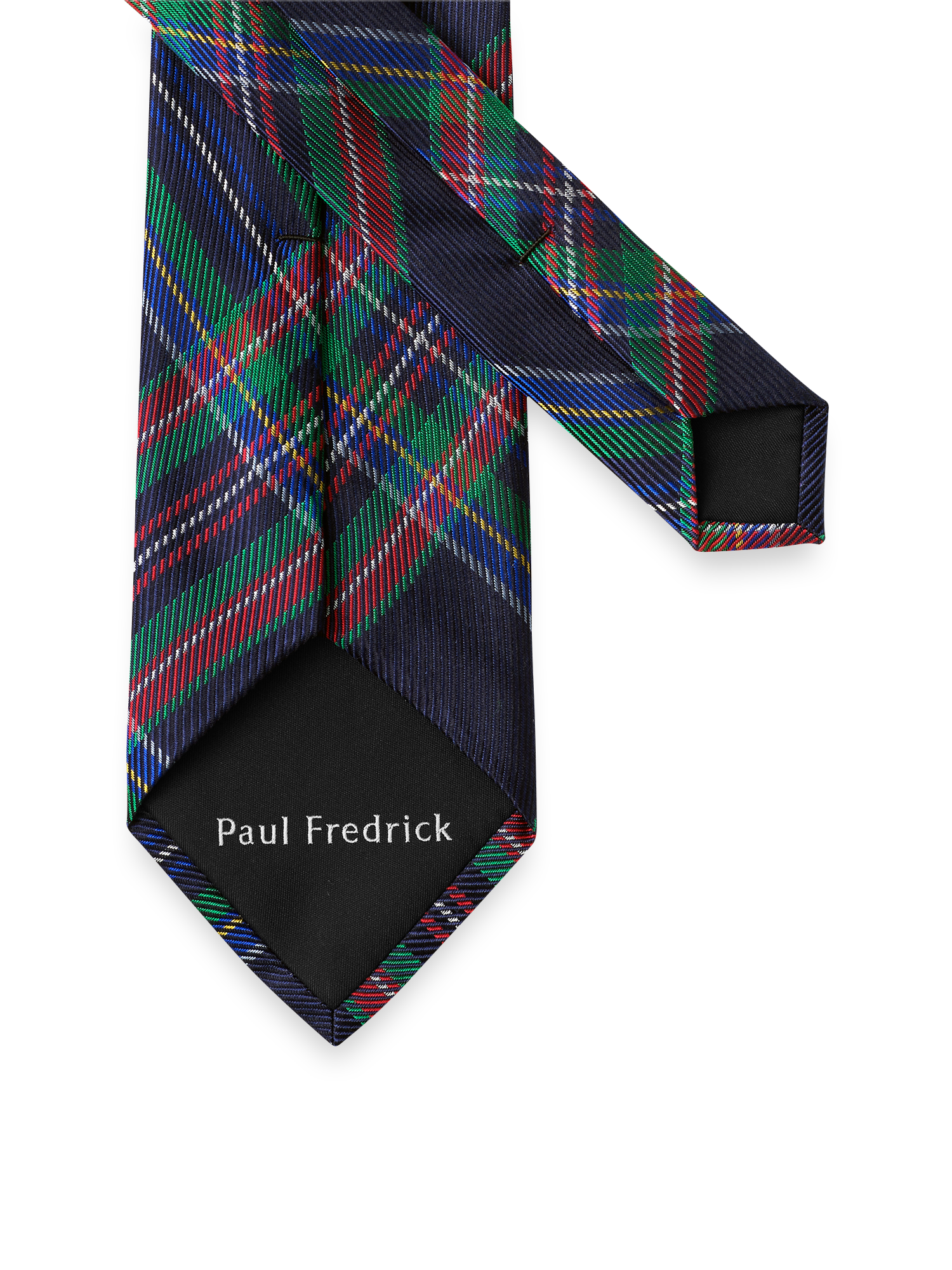Tartan Plaid Woven Silk Tie - Navy Multi