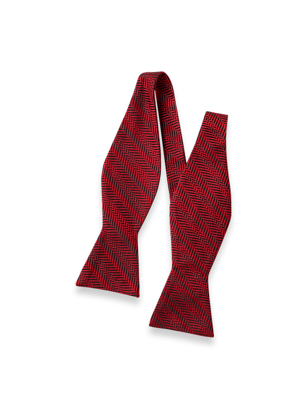 Product Image of Herringbone Woven Silk Self-tie Bow Tie-Red