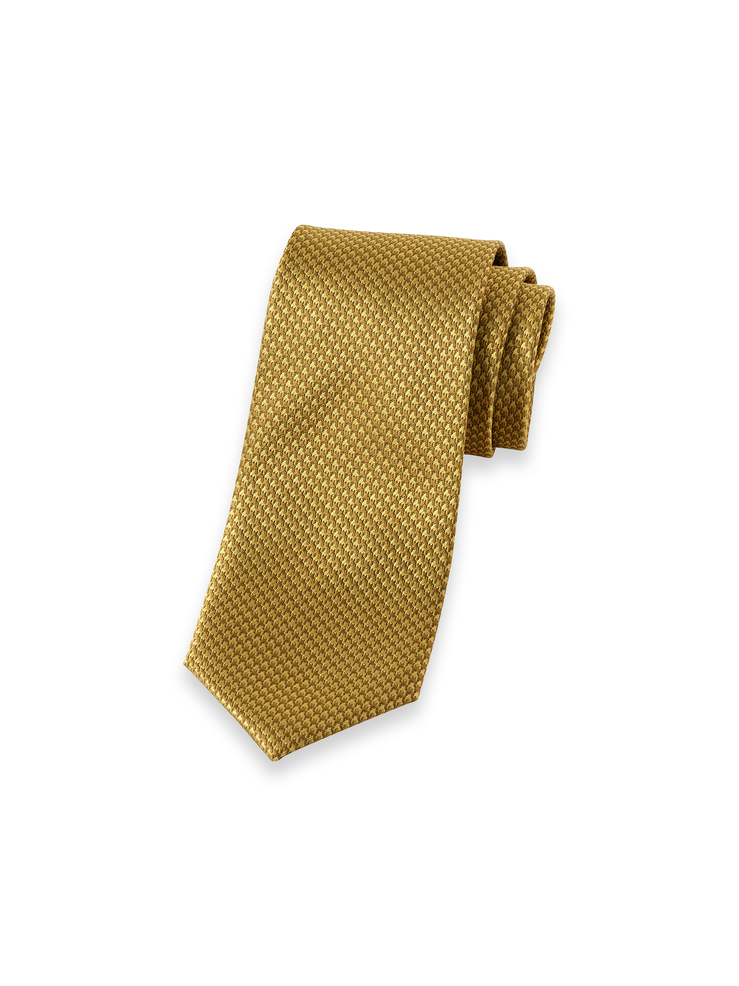 Houndstooth Woven Silk Tie - Gold