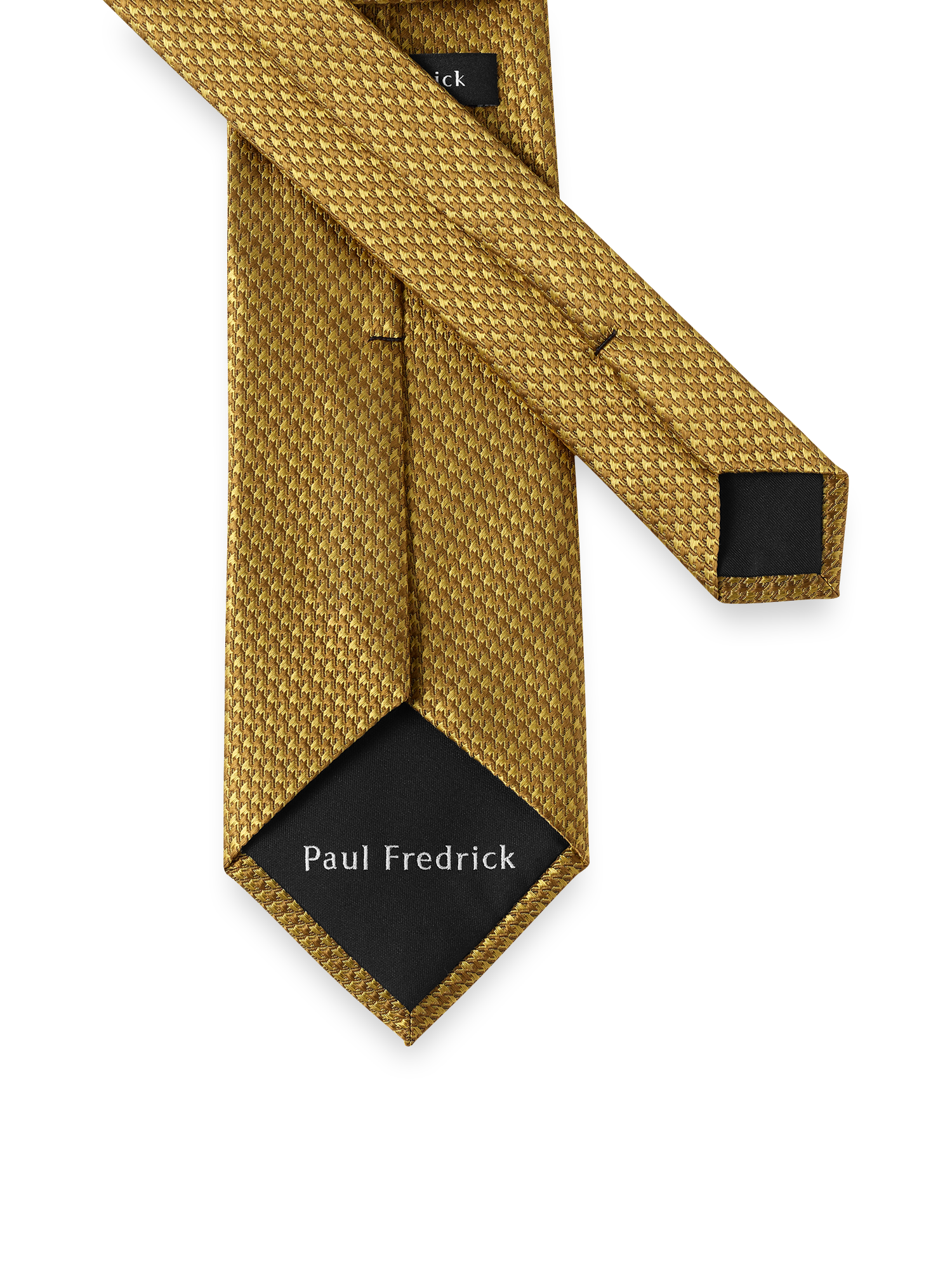 Houndstooth Woven Silk Tie - Gold