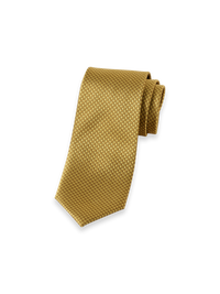 Houndstooth Woven Silk Tie - Gold