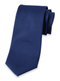 Houndstooth Woven Silk Tie - Navy