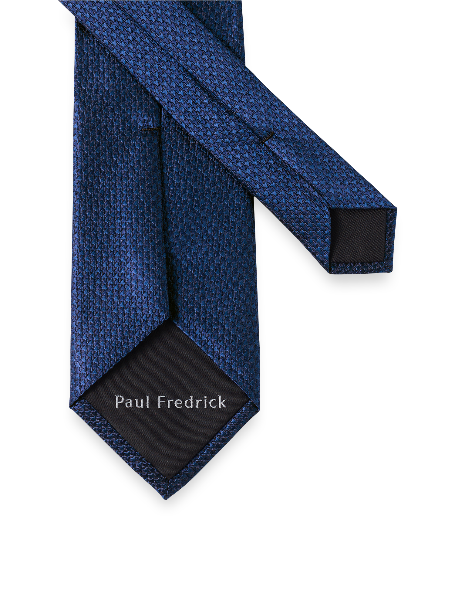 Houndstooth Woven Silk Tie - Navy