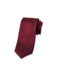 Houndstooth Woven Silk Tie - Burgundy
