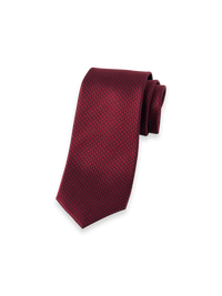 Houndstooth Woven Silk Tie - Burgundy