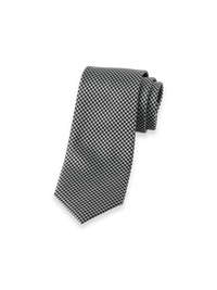 Houndstooth Woven Silk Tie - Black/grey