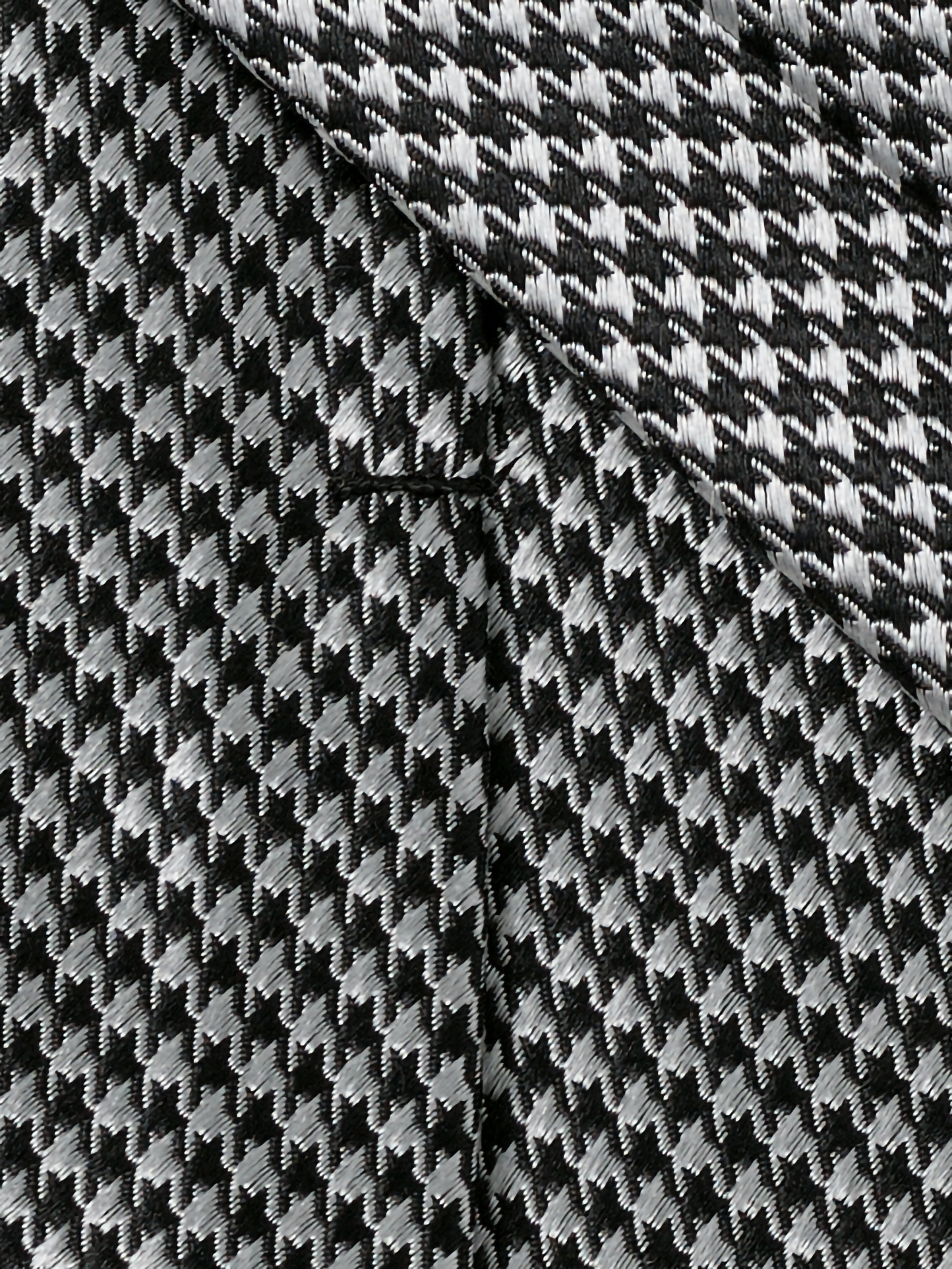 Houndstooth Woven Silk Tie - Black/grey