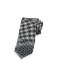 Houndstooth Woven Silk Tie - Black/grey
