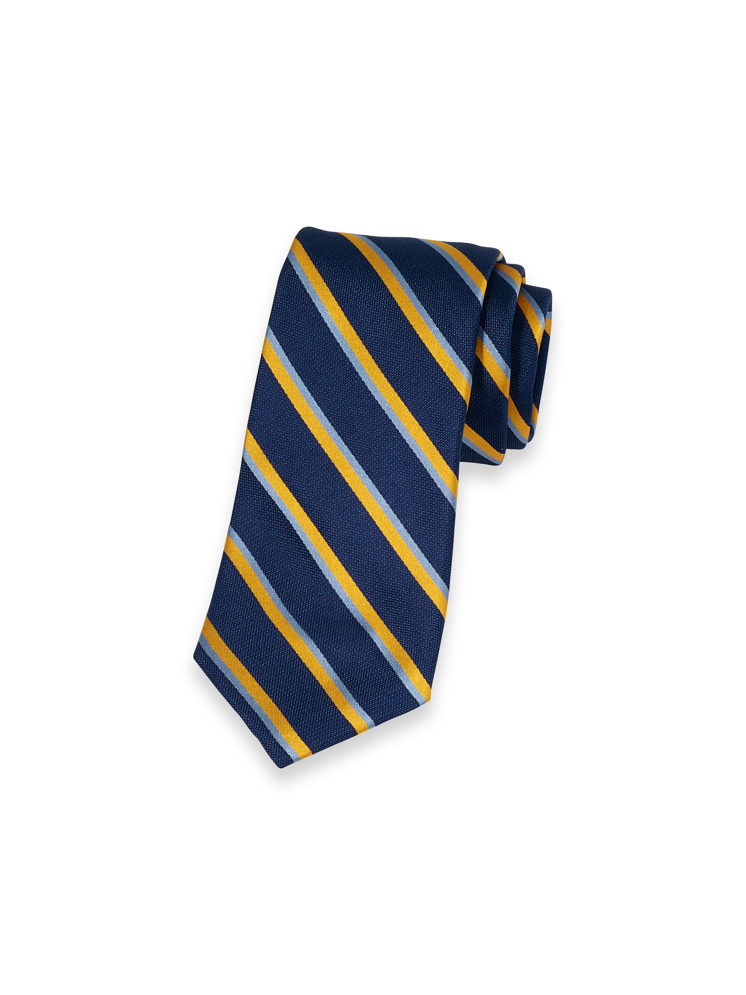Stripe Woven Silk Tie - Navy/yellow