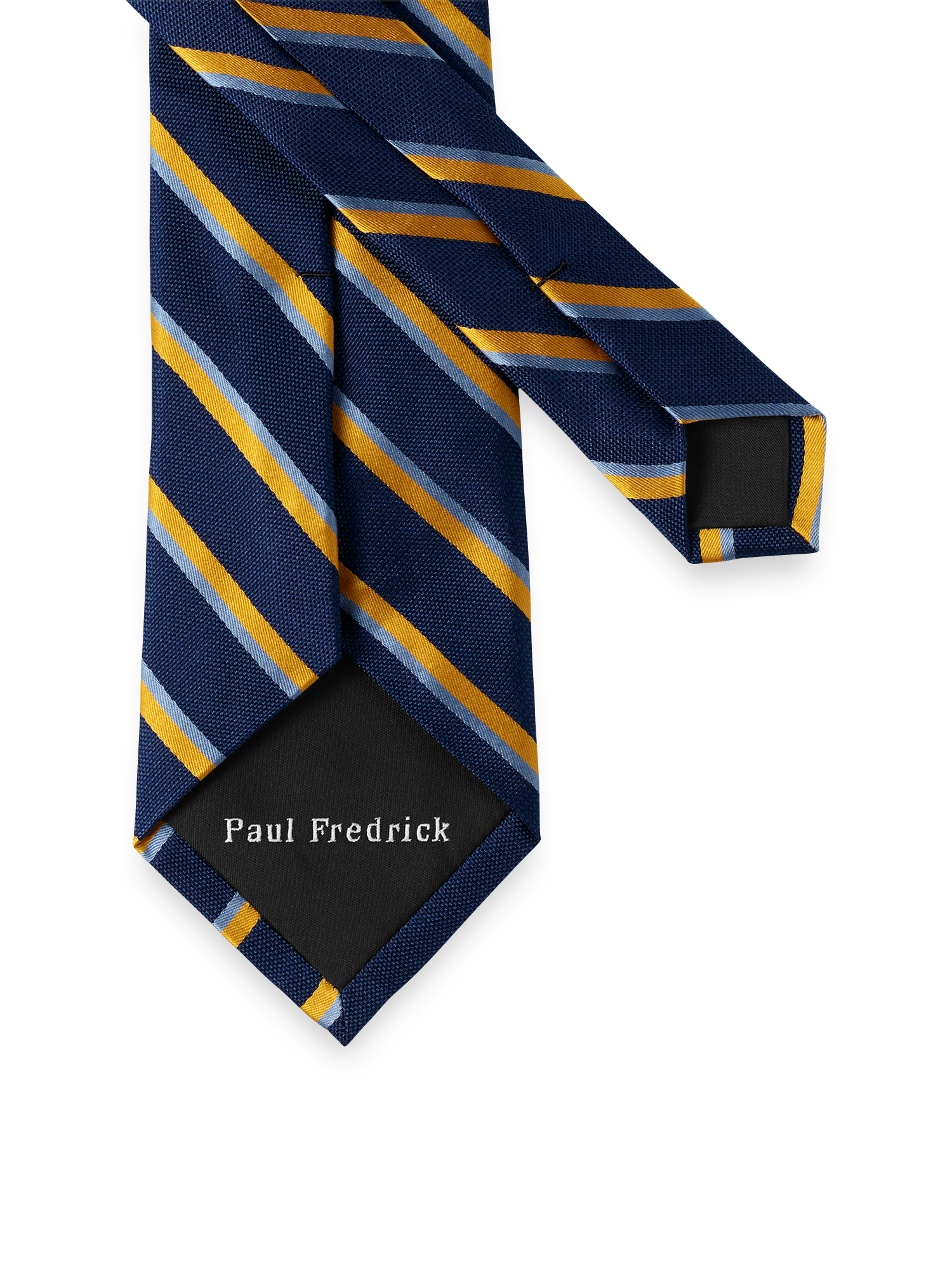 Stripe Woven Silk Tie - Navy/yellow