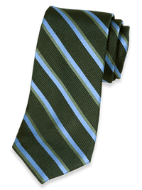 Stripe Woven Silk Tie - Green/blue