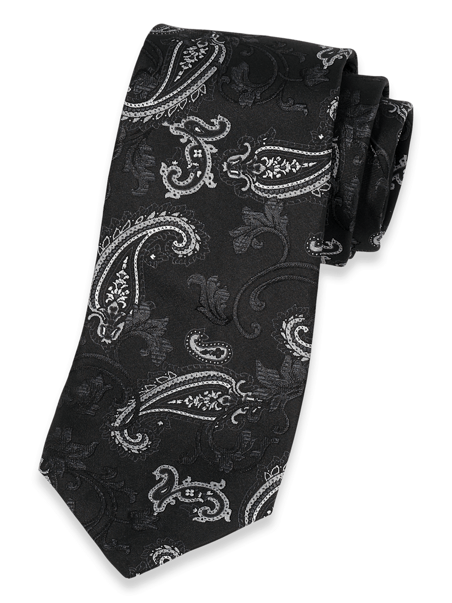 Paisley Woven Silk Tie - Black – Paul Fredrick
