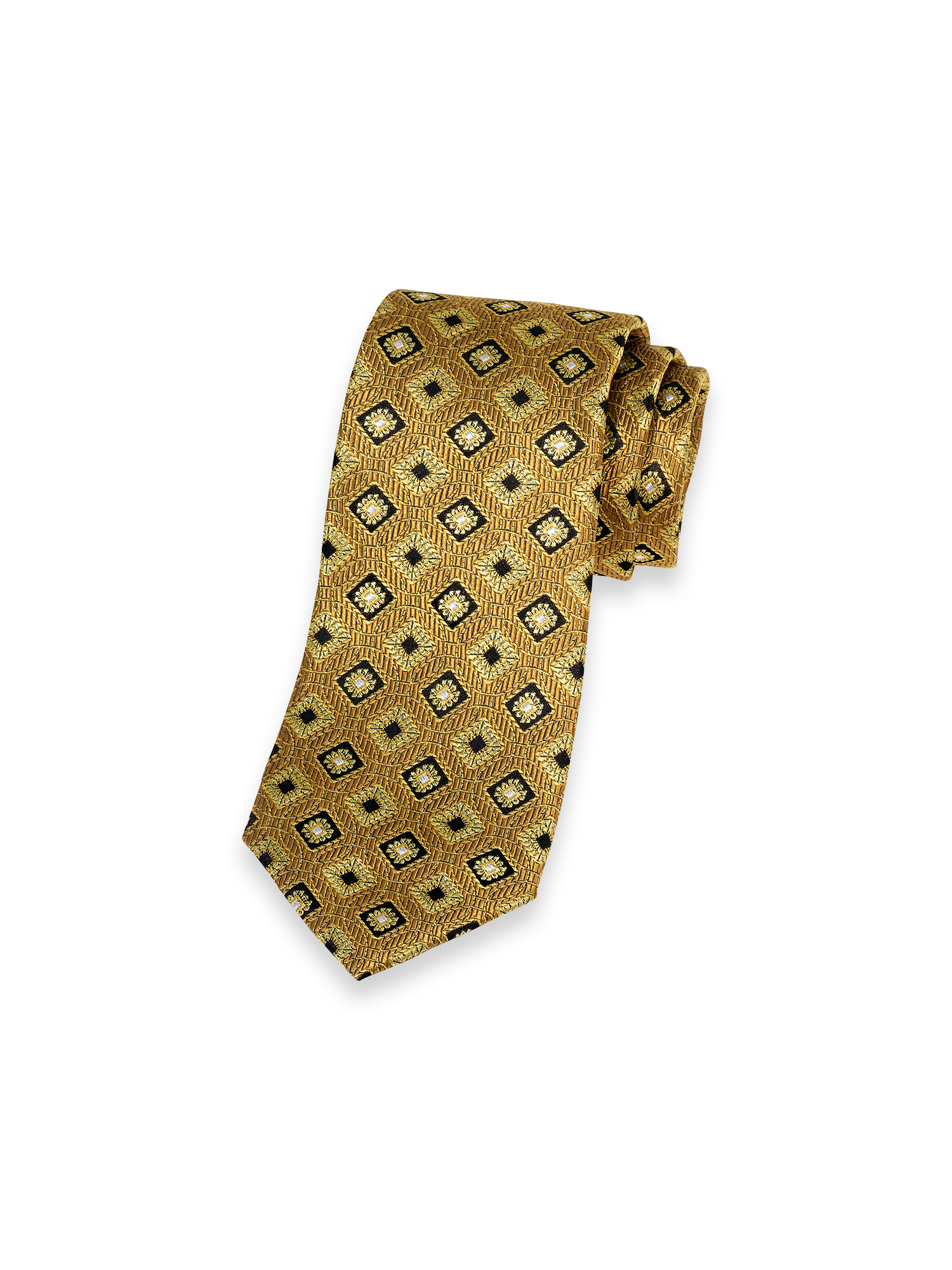 Medallion Woven Silk Tie - Gold