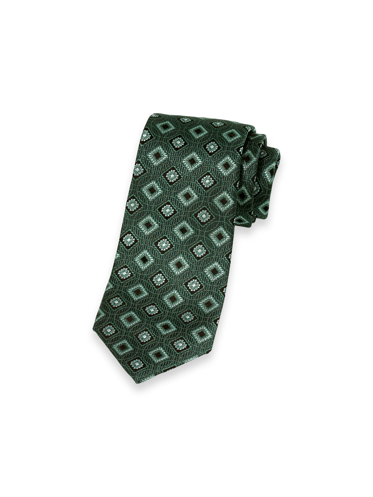 Medallion Woven Silk Tie - Green