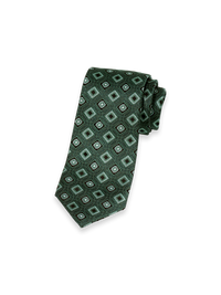 Medallion Woven Silk Tie - Green