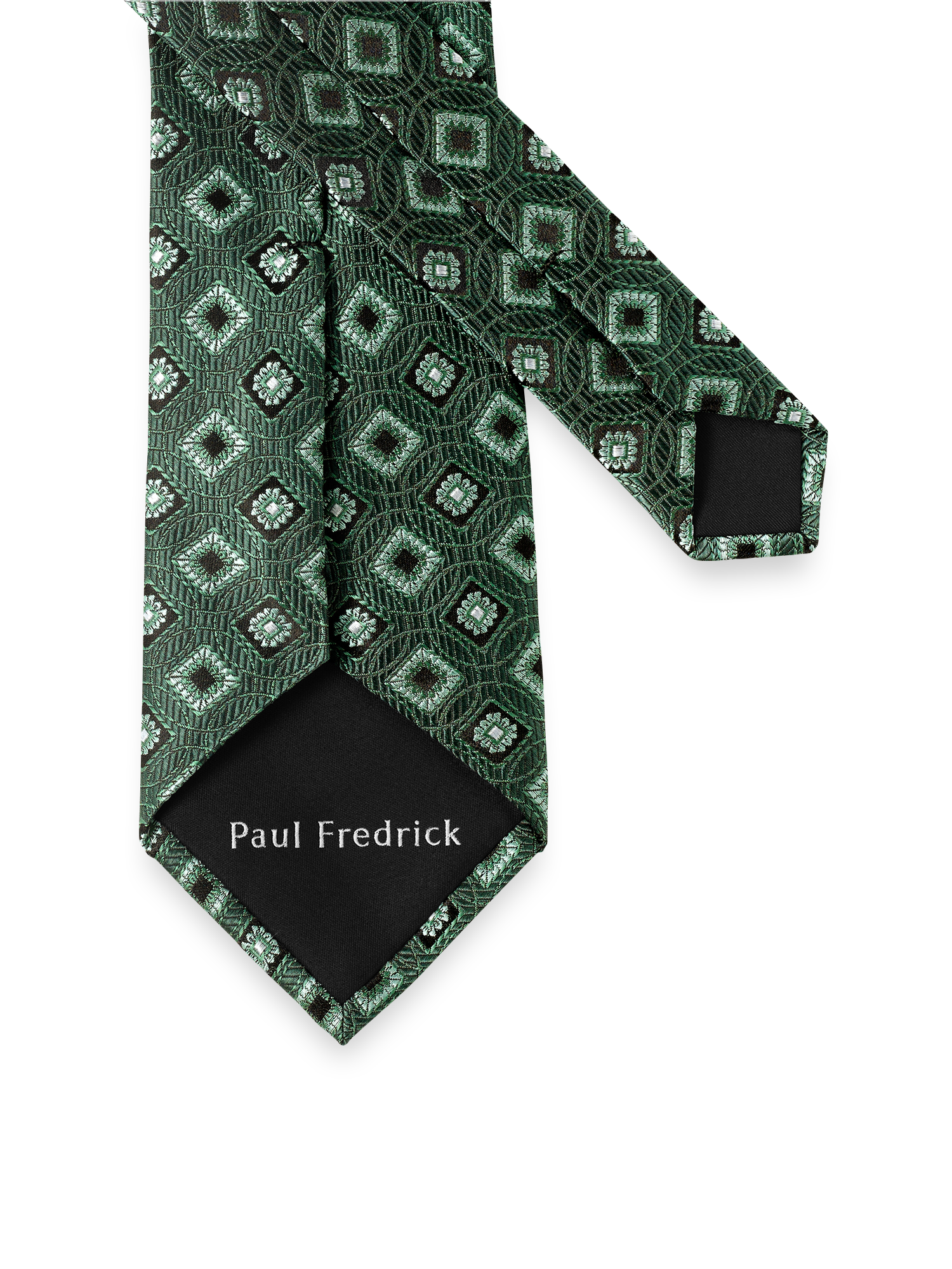 Medallion Woven Silk Tie - Green