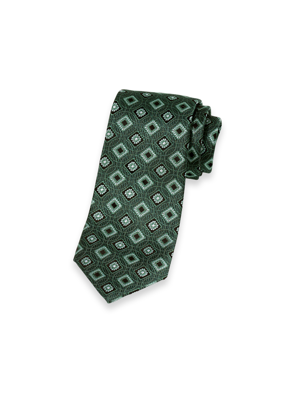 Product Image of Medallion Woven Silk Tie-Green