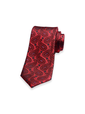Paisley Woven Silk Tie - Red