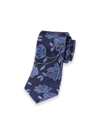 Floral Woven Silk Tie - Blue