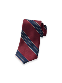 Stripe Woven Silk Tie - Burgundy