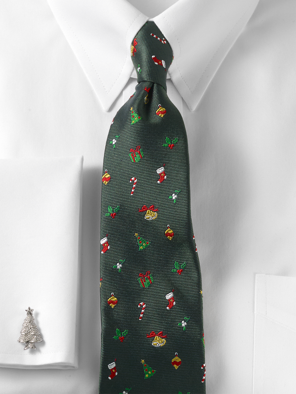Alternate Image of Christmas Motif Woven Silk Tie-1