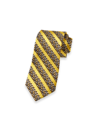 Stripe Lurex Woven Silk Tie - Navy/gold