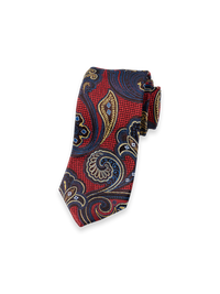 Paisley Lurex Woven Silk Tie - Red