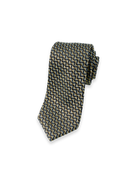 Chevron Lurex Woven Silk Tie - Blue