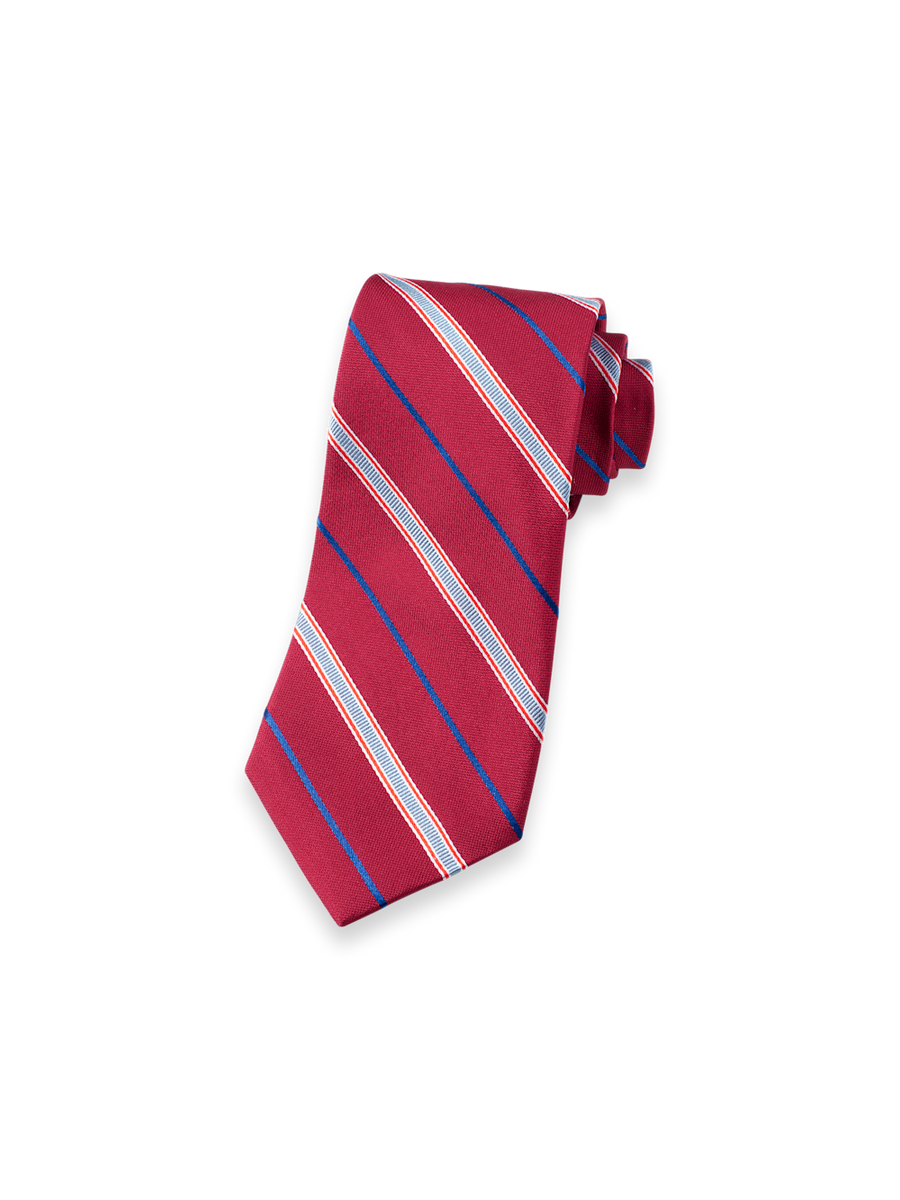 Stripe Woven Silk Tie - Red/blue – Paul Fredrick