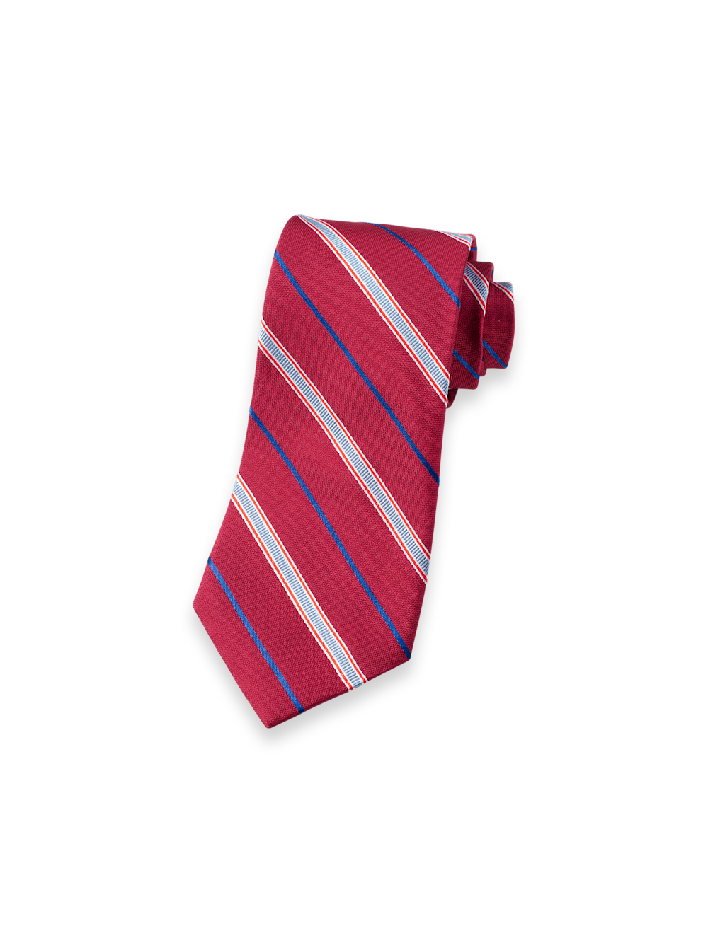 Product Image of Stripe Woven Silk Tie-Red/Blue