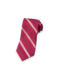 Stripe Woven Silk Tie - Red/blue
