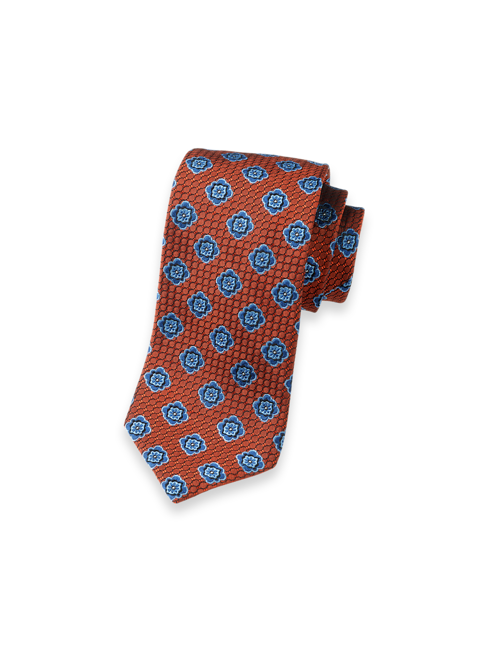 Product Image of Medallion Woven Silk Tie-Orange/Blue