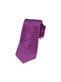 Geometric Woven Silk Tie - Berry