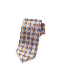 Geometric Woven Silk Tie - Orange Multi