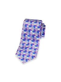 Geometric Woven Silk Tie - Purple Multi