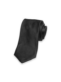 Solid Woven Silk Tie - Black