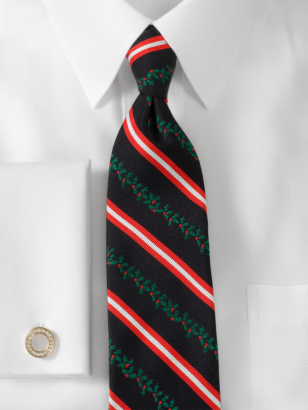 Alternate Image of Stripe/holly Woven Silk Tie-1