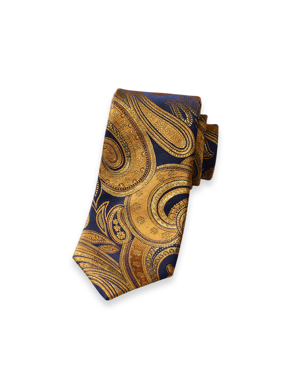 Product Image of Paisley Lurex Woven Silk Tie-Navy/Gold