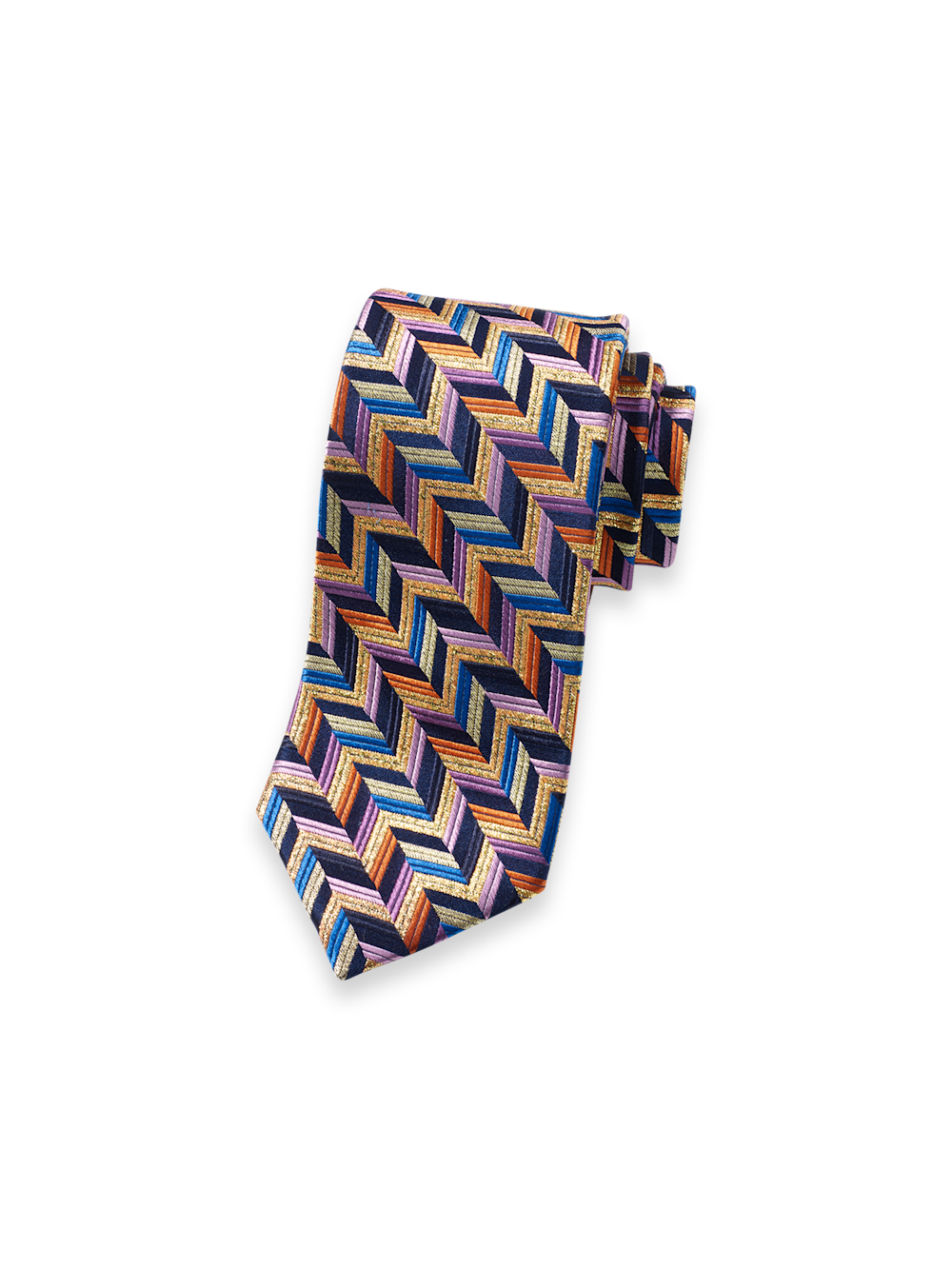 Product Image of Herringbone Lurex Woven Silk Tie-Multi