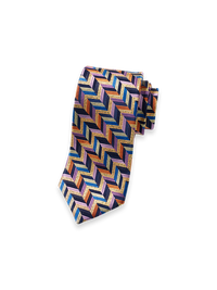 Herringbone Lurex Woven Silk Tie - Multi