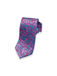 Floral Woven Silk Tie - Berry Multi