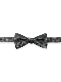 Herringbone Woven Silk Pre-tied Bow Tie - Silver
