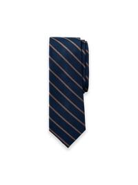 Stripe Woven Silk Tie - Teal/Tan