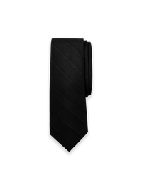 Stripe Woven Silk Tie - Black