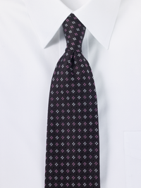 Geometric Woven Silk Tie - Black Multi