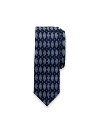 Argyle Woven Silk Tie - Navy