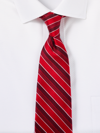 Stripe Woven Silk Tie - Red