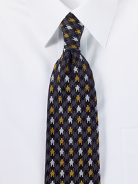 Houndstooth Woven Silk Tie - Black/Gold