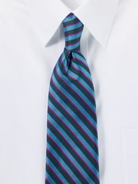 Stripe Woven Silk Tie - Green Multi