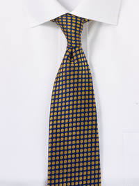 Dot Woven Silk Tie - Navy/Gold